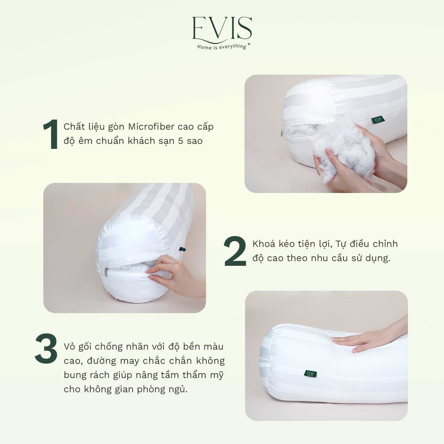 Gối Ôm Lông Vũ Evis Eva - Mềm mại êm ái chuẩn khách sạn 5 sao - Ảnh 6
