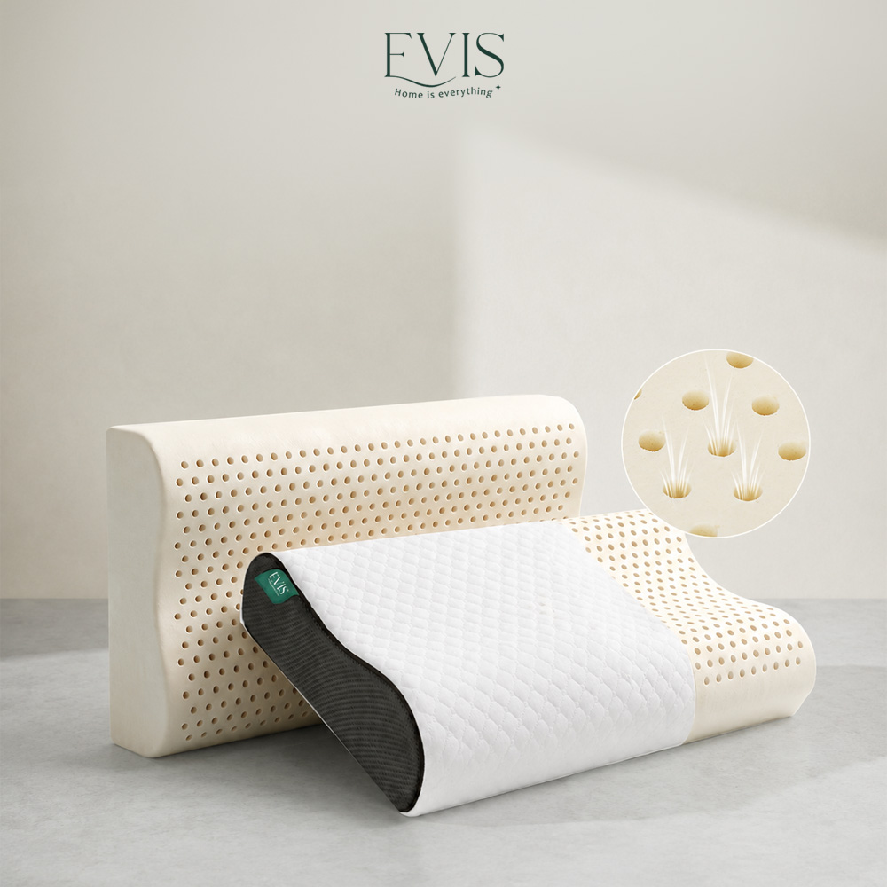 Gối Nằm Cao Su Lượn Sóng Evis Natural - Thiết Kế Lượn Sóng Công Thái Học