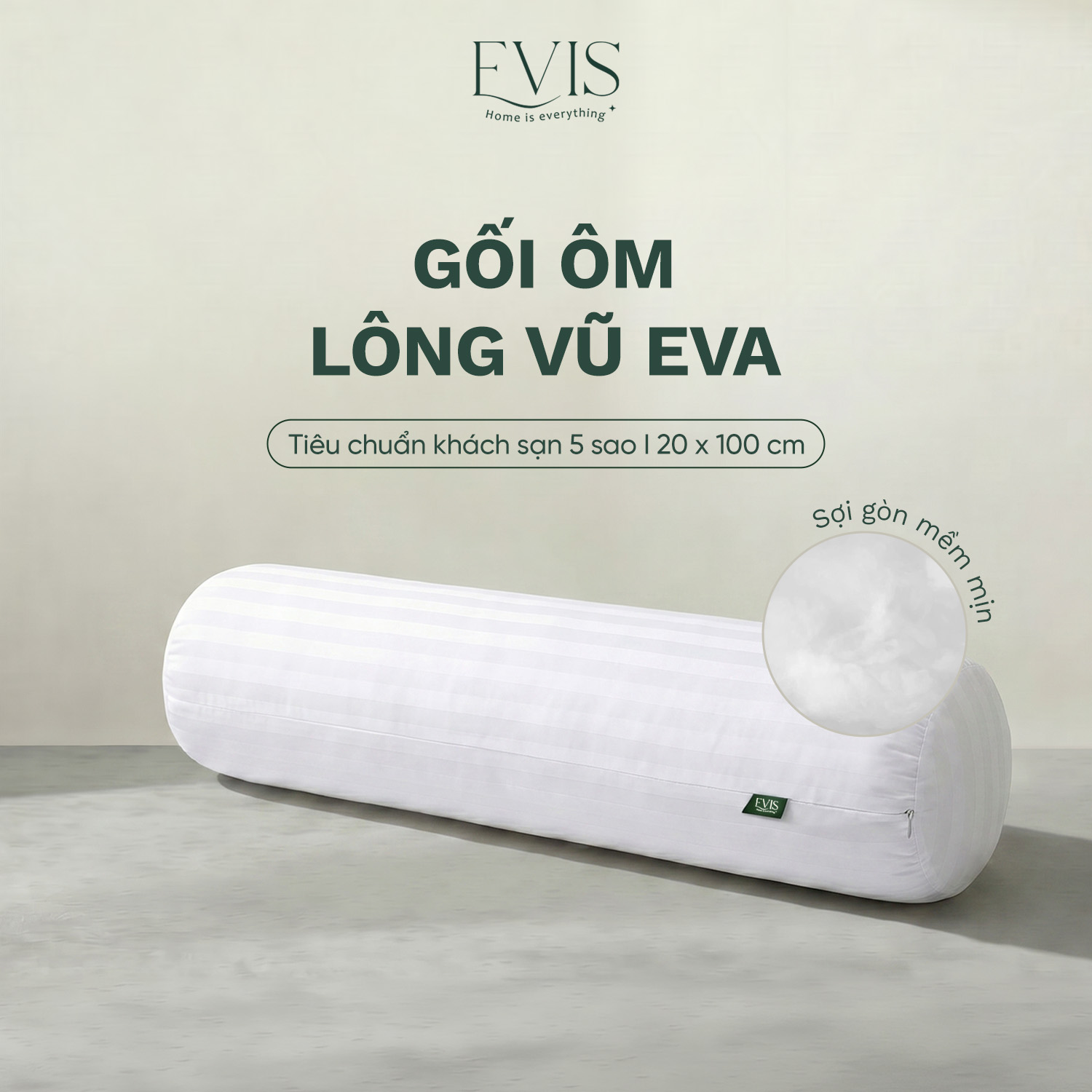 Gối Ôm Lông Vũ Evis Eva - Mềm mại êm ái chuẩn khách sạn 5 sao - Ảnh 2